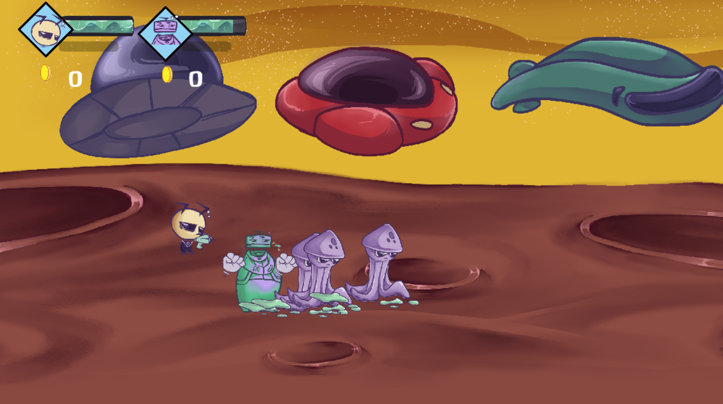 Escena de juego de Space Drunks.